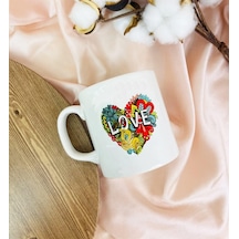 Love Kalp Tasarımlı Kupa Bardak Beyaz - Çok Renkli