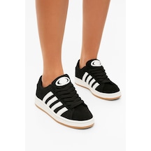 Unisex Günlük Spor Ayakkabı Kaymaz Yumuşak Taban Rahat Bağcıklı Sneaker 473 Siyah Beyaz