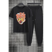 Uyguntarz Unisex Girl Gang Baskılı 2'li Eşofman Takımı Siyah