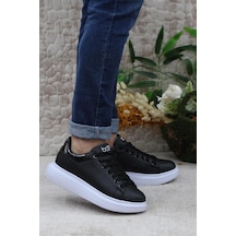 Fort B-150 Siyah Beyaz Rahat Kalın Taban Sneaker Erkek Spor Ayakkabı Siyah - Beyaz