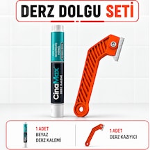 Beyaz Derz Kalemi + Derz Kazıyıcı Seti Fayans Derz Dolgu Tamir Yenileme Seti
