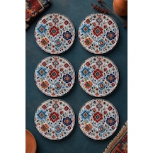 6 Lı Cam Çay Tabağı Anadolu Çiçekleri Desenli 12 Cm 6 Adet Çay Tabak Kırmızı