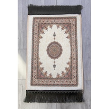 Mini Alın Seccadesi Kaymaz Taban Desenli Cep Tipi Seyahat Namaz Seccadesi - Krem / Ekru