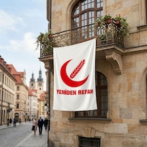 Beyaz Yeniden Refah Partisi Bayrağı Premium Raşel Kumaş 150x225 Cm Diğer