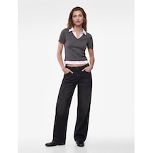 Koton Çift Kumaş Kullanımlı Katmanlı Slim Fit Kısa Kollu Gömlek Detaylı Tişört Gri 7wak70010ek