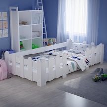 Tulipkids Montessori Karyola Beyaz 90x190  Yatak Uyumlu Oval Kesim Çocuk Yatağı Kids-104