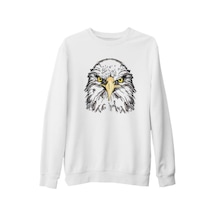 Kartal - Yüz Beyaz Kalın Sweatshirt