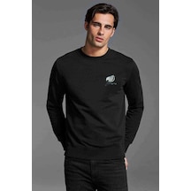 Tail Blue Freez Baskılı Siyah Erkek Örme Sweatshirt
