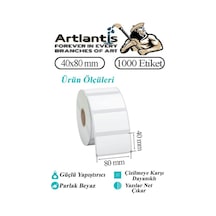 40x80 Mm Barkod Etiketi Yapışkanlı 3 Adet Rulo Etiket Termal Barkot Terazi Etiketi 1000 Li Barkod Yazıcılarına Uyumludur 3 Rulo