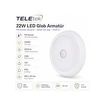 22w 3000k Gün Işığı Led Glob Pır Hareket Sensörlü Beyaz Armatür Ip 20 2000lm Diğer