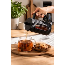 Porsima Smartpan Bv093 French Press Paslanmaz Çelik Süzgeçli Cam Bitki Çayı Demliği Kahve Presi - 600 Ml Siyah