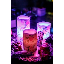 3'lü Rose Renk Değiştiren Kumandalı Led Mum Seti
