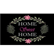 Home 40x70 Cm Dekoratif Kapı Önü Paspası Dijital Baskılı, Kaymaz Pvc Tabanlı, İnce Ve Şık Tasarımlı İç Dış Kapı Paspası Bej Siyah