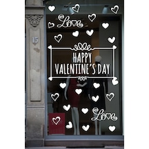 Happy Valentine's Day Sevgililer Günü Sticker Kalp, Love, I Love You Cam, Duvar Sticker Etiket Seti-7 Renkli
