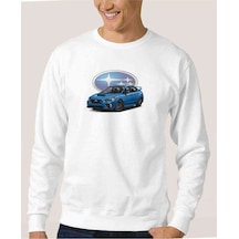 Subaru Baskılı Beyaz Erkek Örme Sweatshirt (530950754)