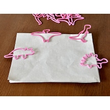 Alvera Dinozor Figürlü Kitap Ayracı Ve Ataç Seti 3d Baskı Karışık Desen - Pembe