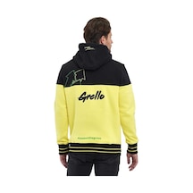 Adams Sarı/siyah Kapüşonlu 3 İplik Baskılı Kanguru Cepli Sweatshirt Sarı