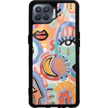 Oppo Reno 4 Lite Suluboya Retro Göz Tasarımlı Glossy Telefon Kılıfı Siyah