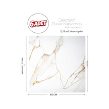 60x60 Cm Kendinden Yapışkanlı Duvar,banyo,tezgah Arası Beyaz-gold Mermer-6 Adet 9011-60-6