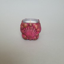 Âric Fuşya Deniz Kabuklu Bardakta Dekoratif Soya Wax Mum 001