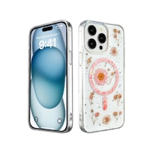Apple, Uyumlu iPhone 14 Pro Kılıf Daisy Simli Magsafe Kapak - Pembe