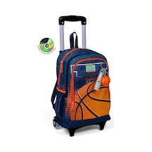 Coral High Kids Turuncu Lacivert Basketbol Desenli Üç Bölmeli Çekçekli Okul Sırt Çantası 23966