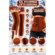 Uzun Yün Dizlik 47 Cm Ve Termal Bel Korsesi Seti Kışlık Sıcak Tutan Esnek Dizlik Ve Ayarlanabilir Bel Koruyucu Kahverengi