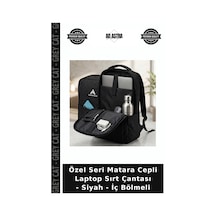 Grey Cat Özel Seri Matara Cepli Laptop Sırt Çantası - Siyah - İç Bölmeli