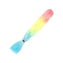 Simli Fuşya / Neon Sarı / Açık Mavi Ombreli Örgülük 100 Gr. - Mydr-463184 Çok Renkli