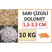 Dolomit Taş 10 Kg 1,5-2,5 Cm Sarı Çizgili Dere Taşı Çakıl Taşı