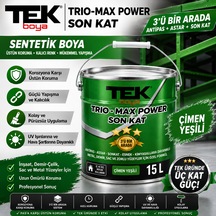 Trio-max Power 3'ü Bir Arada Sentetik Çatı Sacı Boyası Çimen Yeşili Antipas-astar-son Kat 15 Litre