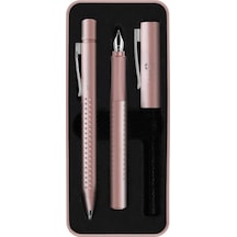 Faber-Castell Grip 2011 Hediye Seti Gül Rengi, M Uçlu Dolma Kalem ve XB Tükenmez Kalem, Metal Hediye Kutulu