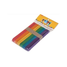 Puti Renkli Ahşap Geniş Dondurma Dil Çubuğu 50 Li Paket
