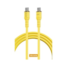 Azeada Linshion Serisi 60w Type-c To Type-c Hızlı Şarj Ve Data Kablosu 1m Sarı Az-b07as Sarı - Silikonlu, Type-c To Type-c