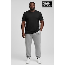 Süperlife Erkek Büyük Beden New York Baskılı Paça Lastikli Rahat Kesim Jogger İnce Eşofman Altı Spr26bea951-5 Gri Melanj