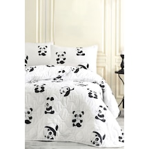 Eponj Home Çok Amaçlı Örtü Tek Kişilik Panda Beyaz Beyaz