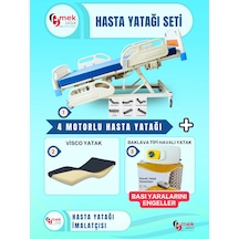4 Motorlu Full Abs Hasta Karyolası + Visco Yatak + Baklava Tipi Havalı Yatak
