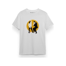 Pulp Fiction Circle Dance Minimal Beyaz Kısa Kol Erkek Tshirt 001