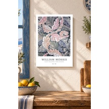 Pembe Yapraklı Desen Desenli Dekoratif Mdf Tablo, Çerçeve Görünümlü Ahşap Poster