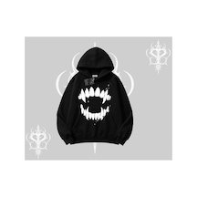 Tarzsokak Beyaz Kapşonlu Sweatshirt Vampir Dış Siyah