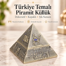 Türkiye Temalı Metal Piramit Küllük Tütsülük Takı Kutusu Kapaklı Dekoratif Hediyelik 10x10 Cm