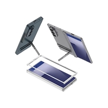 Samsung Uyumlu Galaxy Z Fold 7 Kılıf Kıpta Standlı Kapak Siyah