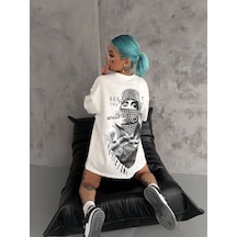 Kadın Kısa Kol Tişört Bisiklet Yaka Filistin Poşülü Baskılı T-shirt - Beyaz