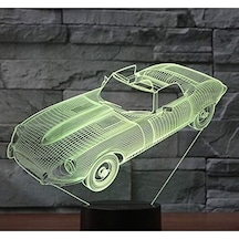 Goldenqian Çocuklar Için Gece Lambası, 3d Illüzyon Gece Lambası, Renk Değişimi Gece Lambası 3d Led Gece Lambası Roadster, 7 Renkli Işık, Ev Dekoru Işıkları Için Inanılmaz Görsel Illüzyon Sb3jwb Siyah