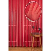 Kırmızı Grek Tül Perde Petek Zemin