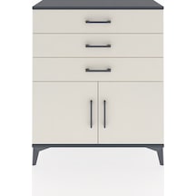 Arges Şifonyer Tek Raflı 3 Çekmeceli 2 Kapaklı 88x30x106 Antrasit-aytaşı Antrasit