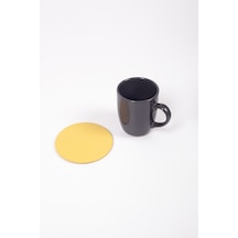 Sarı Oval Deri Bardak Altlığı 3 Adet Sarı