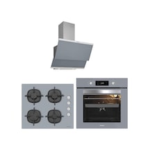 Silverline BO65E4S01 -  CS5343S01- 3420 Classy Gri Cam Ankastre Set