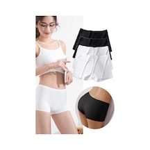 4 Adet Kadın Dikişsiz Görünmez İz Yapmaz Mini Şort Boxer Siyah B Siyah