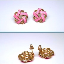 Omeniv Mine Kaplı Doygun Pembe Vintage Yorum Küpe 41915427 Çok Renkli
